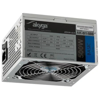 Akyga ATX Zdroj 500W Basic ventiláror 120mm P4 3xSATA PCI-E, AK-B1-500