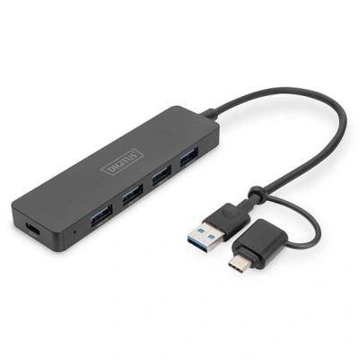 Digitus USB 3.0 Hub 4-Port, Slim Line, 0,2m kabel, DA-70235
