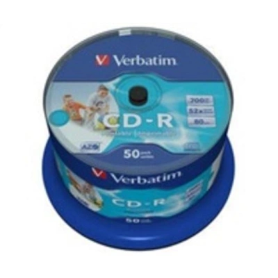 VERBATIM CD-R80 700MB/ 52x/ Inkjet printable Non ID/ 50pack/ spindle, 43438