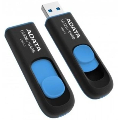 ADATA DashDrive UV128 64GB / USB 3.1 / černo-modrá, AUV128-64G-RBE