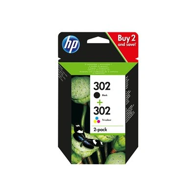 HP 302 - 2-balení - černá, barva (azurová, purpurová, žlutá) - originální - inkoustová cartridge - pro Deskjet 11XX, 21XX, 36XX; Envy 451X, 452X; Officejet 38XX, 46XX, 52XX, X4D37AE#301