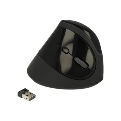 Delock Ergonomic - Vertikální myš - ergonomický - pravák - optický - 6 tlačítka - bezdrátový - 2.4 GHz - bezdrátový přijímač USB - černá - maloobchod, 12599