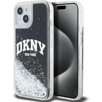 DKNY Liquid Glitter Arch Logo Zadní Kryt pro iPhone 14 Black