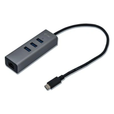 i-tec USB HUB METAL/ 3 porty/ USB 3.0/ USB 3.1 Type C na Gigabit Ethernet adaptér (RJ45), 700001245141