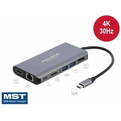 Delock Dokovací stanice USB Type-C 4K - HDMI / DP / USB 3.0 / SD / LAN / PD 3.0, 87683