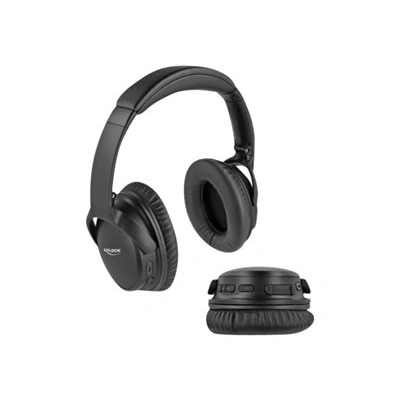 Delock - Sluchátka s mikrofonem - plná velikost - Bluetooth - bezdrátový, kabelové - 3.5 mm jack - černá, 27181