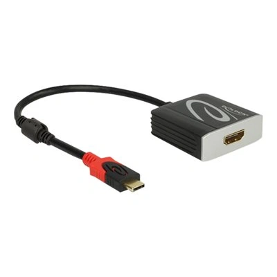 Delock - Video adaptér - 24 pin USB-C s piny (male) do HDMI se zdířkami (female) - 20 cm - černá - podporuje 4K, aktivní