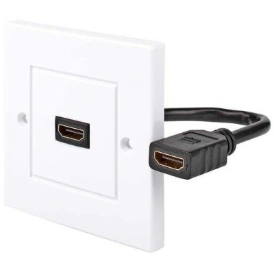 NEDIS nástěnný Box HDMI/ 1x HDMI zásuvka/ 4K@60Hz/ 18 Gbps/ pozlacené/ box/ černo-bílý, CVGB34950WT