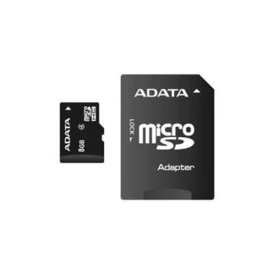 ADATA paměťová karta 8GB micro SDHC CL4 (čtení/zápis: 10/4MB/s) + SD adaptér