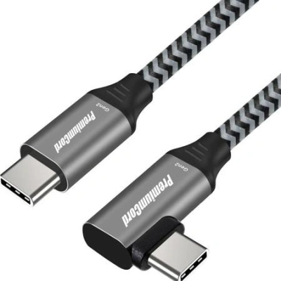 PremiumCord USB-C zahnutý kabel ( USB 3.2 GEN 2, 3A, 60W, 20Gbit/s ) 1m, oplet