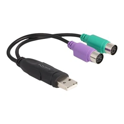Delock - USB adaptér - USB (M) do PS/2 (F) - 17 cm - černá
