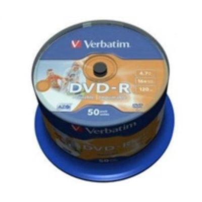 VERBATIM DVD-R 4,7GB/ 16x/ Injekt printable Non ID/ 50pack/ spindle, 43533