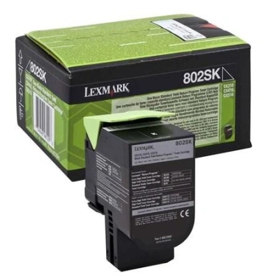 Lexmark 802SK standard.černá toner.kazeta,80C2SK0, 80C2SK0