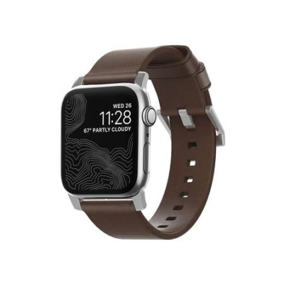 Nomad Modern kožený řemínek Apple Watch stříbrný NM1A4RSM00