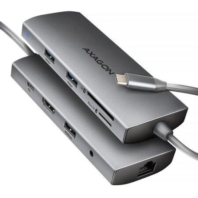 AXAGON HMC-8HLSA, USB 5Gbps hub, 3x USB-A, HDMI 4k/60Hz, RJ-45 GLAN, SD/microSD, audio, PD 100W, HMC-8HLSA