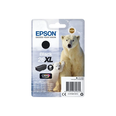 Epson 26XL - 12.2 ml - XL - černá - originální - blistr s RF / akustickým alarmem - inkoustová cartridge - pro Expression Premium XP-510, 520, 600, 605, 610, 615, 620, 625, 700, 710, 720, 800, 810, 820, C13T26214022