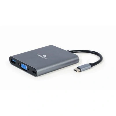 Kabel CABLEXPERT USB-C 6-in-1 multi-port adapter (Hub3.1 + HDMI + VGA + PD + čtečka karet + stereo audio), KAB051R34
