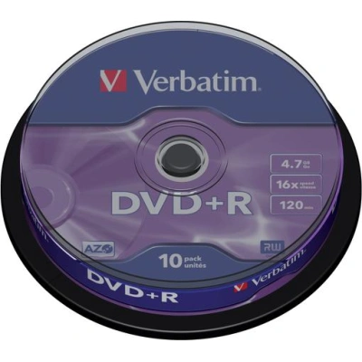 VERBATIM DVD+R 4,7GB/ 16x/ 10pack/ spindle, 43498