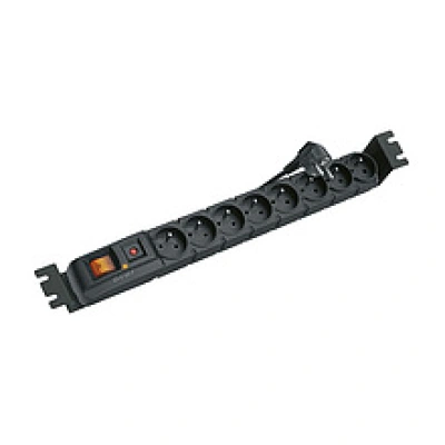 Solarix Napájecí panel ACAR S8 FA 3m 8 pozic BK včetně držáků do 19" lišt 1U, ACAR-S8-FA, 9608