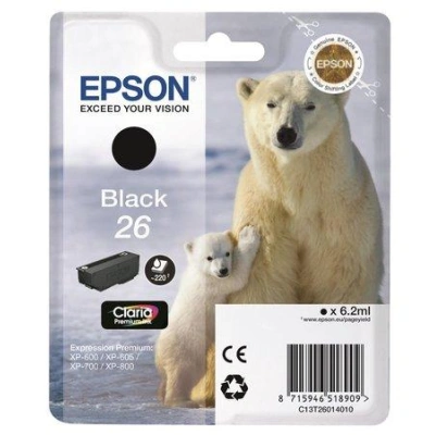 Epson inkoustová náplň/ C13T26014012/ Singlepack 26 Claria Premium Black, C13T26014012