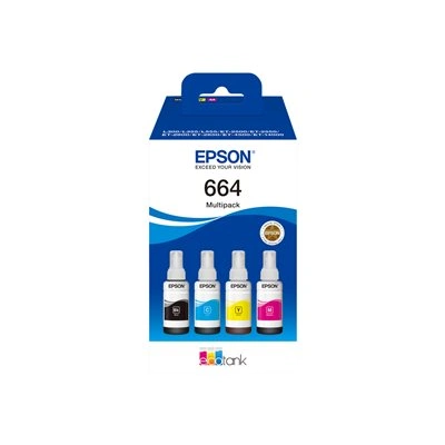 Epson EcoTank 664 - 4-balení - černá, žlutá, azurová, purpurová - originální - doplnění inkoustu - pro Epson L380, L395, L495; EcoTank ET-2650, L1455, L656; EcoTank ITS L3050, L3060, L3070, C13T664640