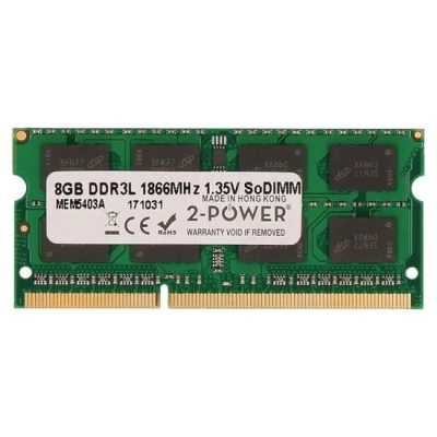 2-Power 8GB PC3L-14900S 1866MHz DDR3 CL13 1.35V SoDIMM 2Rx8 1.35V, MEM5403A