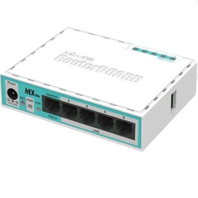 Mikrotik RouterBOARD RB750r2 hEX lite/ 850 MHz/ 64 MB RAM/ 5x LAN/ Router OS L4/ vč. plast. krytu a zdroje, RB750r2