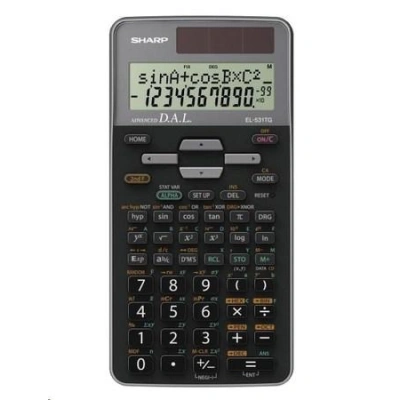 SHARP kalkulačka - EL531TGGY - šedá - box - Solární + baterie, SH-EL531TGGY