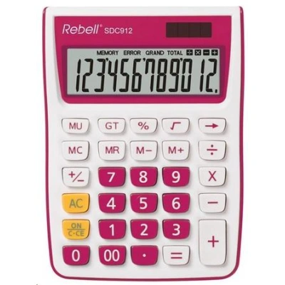 REBELL kalkulačka - SDC912 PK - růžová, RE-SDC912 PK BX