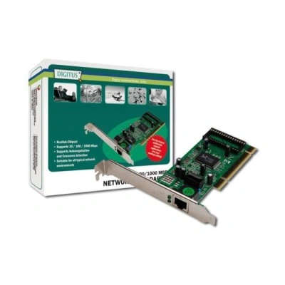 Digitus Gigabit Ethernet PCI karta 32-bit, včetně držáku s nízkým profilem, čipová sada RTL8169SC, DN-10110