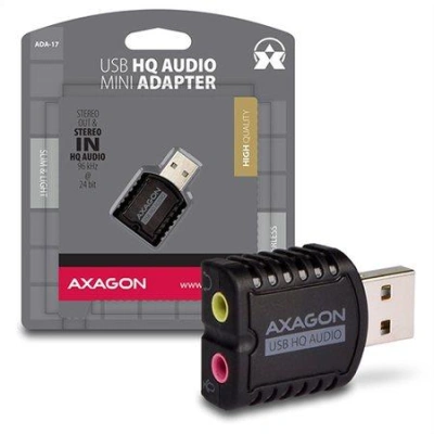 AXAGON zvukový mini USB HQ adaptér / ADA-17 / USB 2.0 / černý, ADA-17