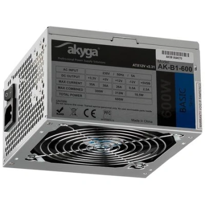 Akyga ATX Zdroj 600W Basic ventilátor 120mm P4 3xSATA PCI-E, AK-B1-600