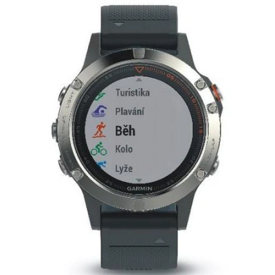 GARMIN GPS chytré hodinky fenix5 Silver Optic, Black band