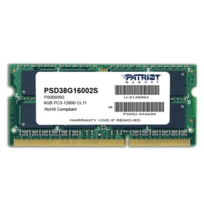 PATRIOT Signature 8GB DDR3 1600MHz / SO-DIMM / CL11 / PC3-12800, PSD38G16002S