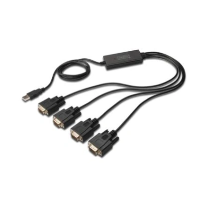 Digitus Adaptér USB na sériový port, RS232 4 x RS232, typ kabelu, Čipset: FT4232H, 1,5 m, DA-70159