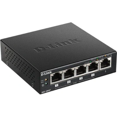 D-Link DGS-1005P 5-Port Desktop Gigabit PoE+ Switch, DGS-1005P